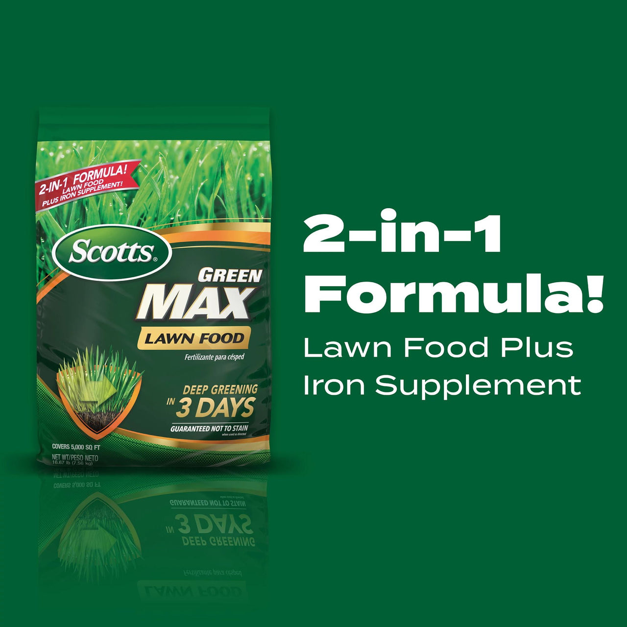 Scotts Green Max Lawn Food, Fertilizer Plus Iron Supplement, 5,000 sq. ft., 16.67 lbs.