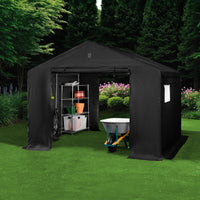 Best Choice Products 10x8ft Outdoor Fabric Storage Shed, Steel Frame, Dual Roll-Up Zipper Doors, Window - Black