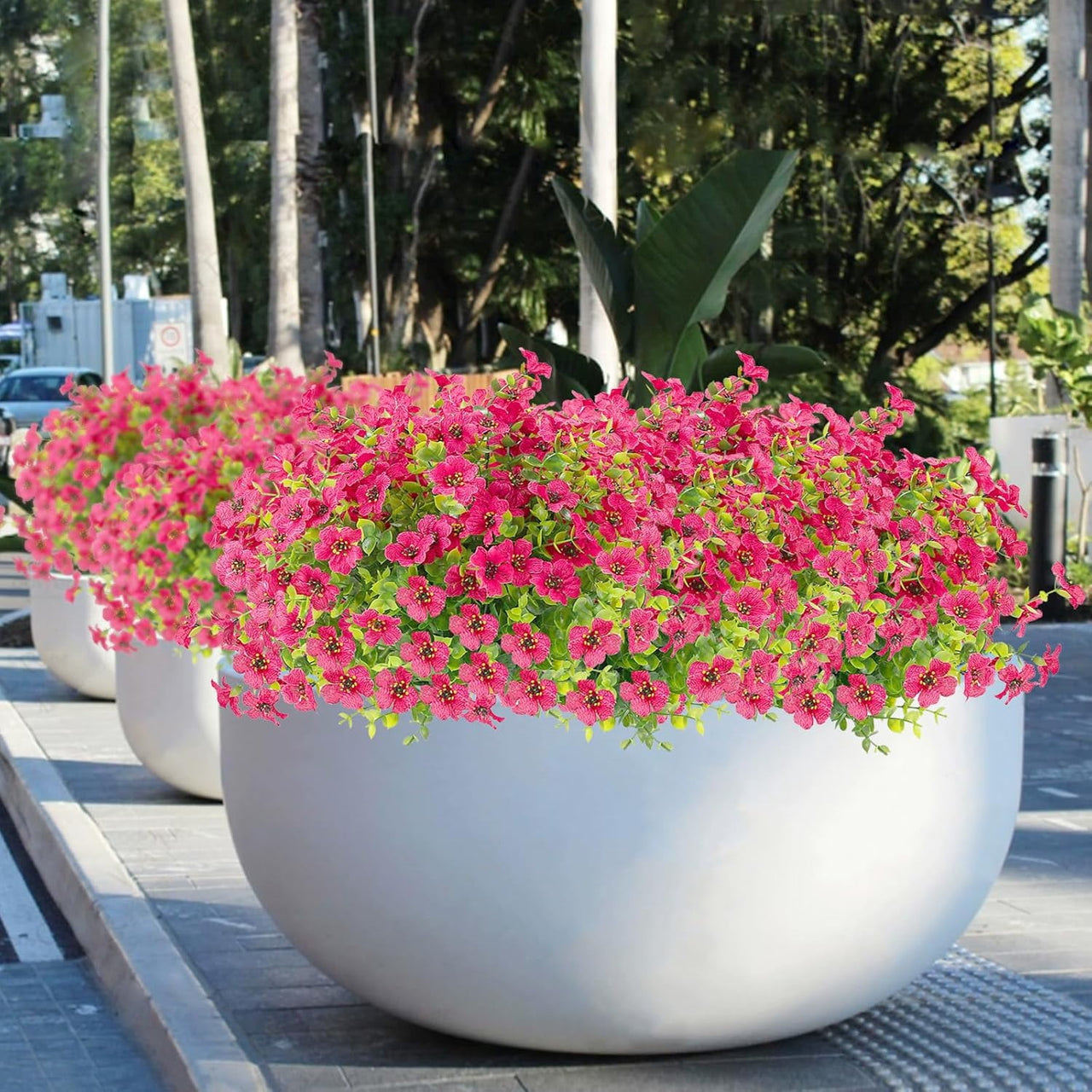 ZOELNIC 12 Bundles Artificial Fake Flowers Outdoors, Realistic UV Resistant Faux Plants with Silk Flowers for Outside Planters Window Box Front Porch Summer Decoration