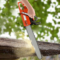 Orange Gas Chainsaw with 24 inch Guide Bar,2-Cycle 65cc Gasoline Power Chain Saws 3.4KW 40.94*10.62*12.99in for Forest Harvesting, Cutting Wood