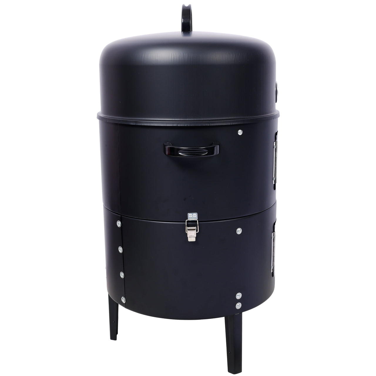 Vertical Steel Charcoal Smoker, Heavy Duty BBQ Smoker Grill With 2 Cooking Area, 2 Access Doors, And Thermometer For Backyard Patio Camping