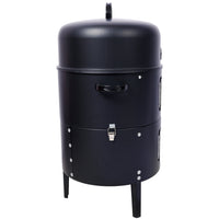Vertical Steel Charcoal Smoker, Heavy Duty BBQ Smoker Grill With 2 Cooking Area, 2 Access Doors, And Thermometer For Backyard Patio Camping