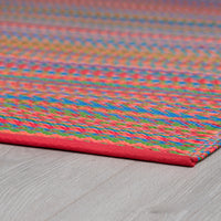 5x7 Waterproof, Reversible Plastic Straw Outdoor Rugs for Patios | Also for Camping, RV, Deck, Porch, Balcony, Camp, Patio | Red, Stripe | Size: 5' x 6'11''
