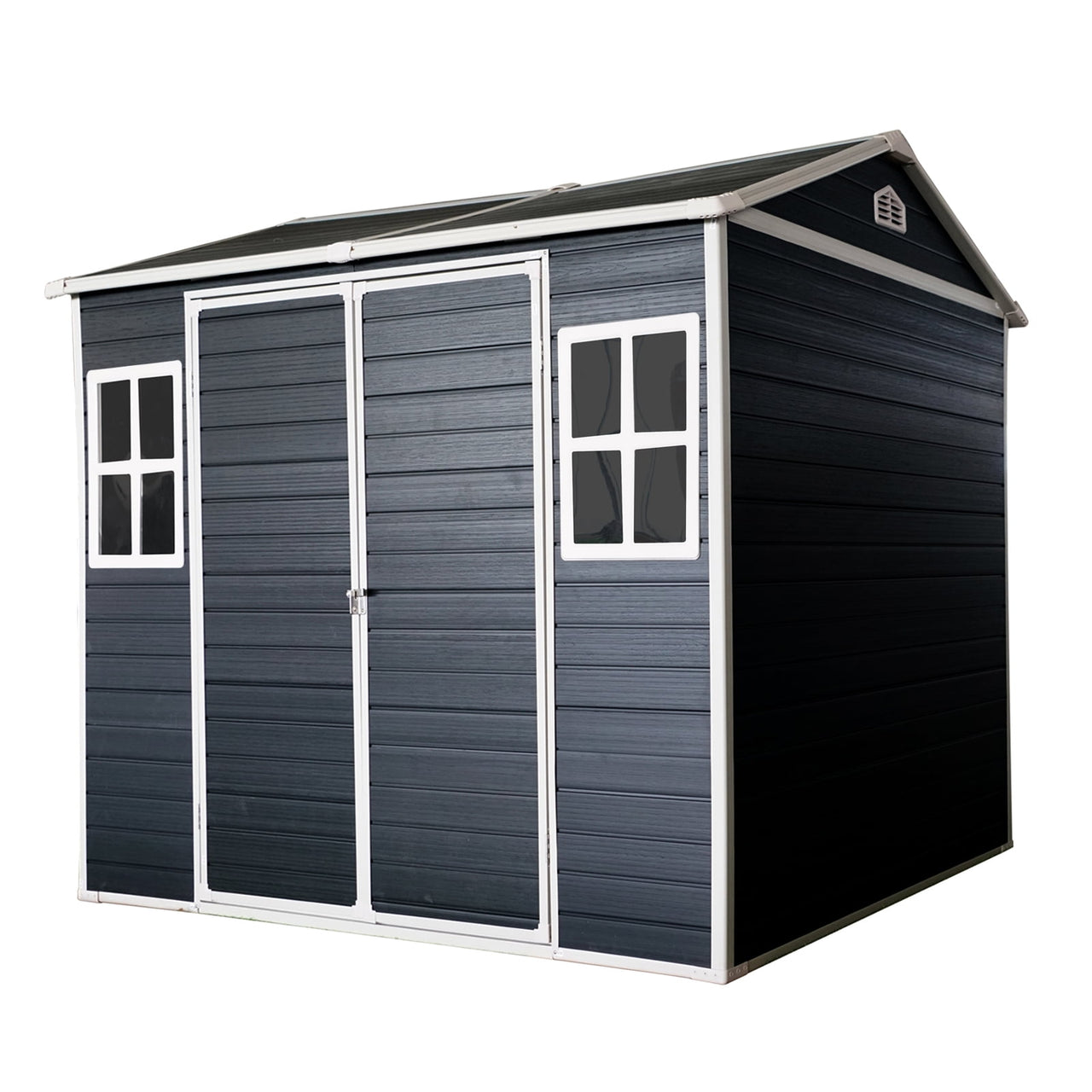 Outdoor Storage Shed, 6x8 FT Resin Sheds and Outdoor Storage With Floor, Padlockable Double Doors, Air Vents, Outside Storage Building For Backyard Lawn Patio