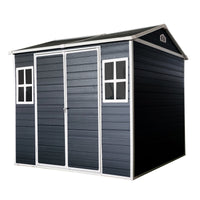 Outdoor Storage Shed, 6x8 FT Resin Sheds and Outdoor Storage With Floor, Padlockable Double Doors, Air Vents, Outside Storage Building For Backyard Lawn Patio