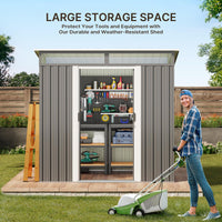 Lofka 6x4ft. Outdoor Storage Shed, Metal Garden Storage Shed with Sliding Lockable Door for Patio, Gray
