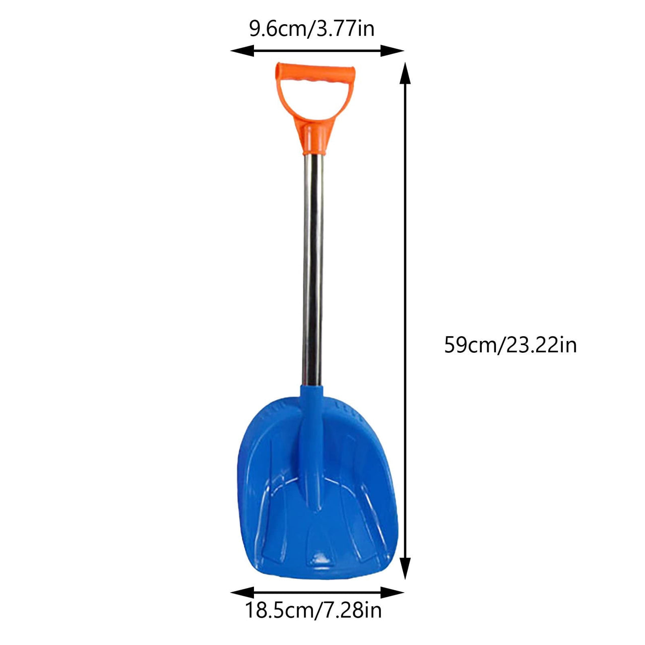 Kid Snow Shovel with Stainless Steel Handle, Kids Size Durable Shovel for Snow - Comfort D Grip Sturdy Metal Handle 23in Plastic Digging Sand Playing Beach Snow Shovel for Garden Car (Blue)