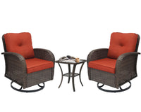 3 Piece Outdoor Swivel Rocker Chairs, Swivel Glider Patio Chairs, Heavy Duty Patio Chairs 400 lbs with Side Table, Red