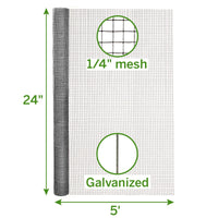 Garden Craft 24 in. H x 5 ft. L Gray Steel Hardware Cloth with 1/4 in. Openings, Wire Mesh Fence