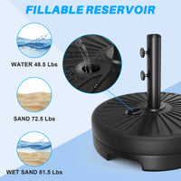 Easthome Heavy Duty Fillable Patio Umbrella Base with Dual-Lock System, Holds up to 81.5 lbs for 7-12FT Market Umbrella, Sand/Water Weighted Stand for Outdoor, Fits 1.5