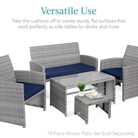 Best Choice Products Set of 2 Multipurpose Patio Wicker Ottomans w/ Removable Cushions - Gray/Navy