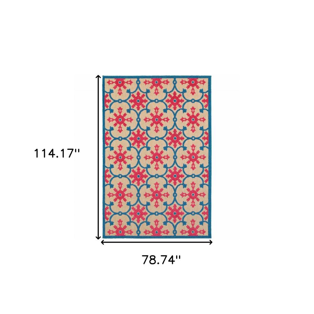 HomeRoots 507571 6 x 9 ft. Sand Oriental Stain Resistant Indoor & Outdoor Rectangle Area Rug