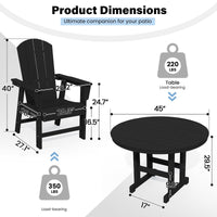 Serwall Outdoor 5-Piece Round Dining Set, HDPE All Weather Patio Dining Set for 4, 45