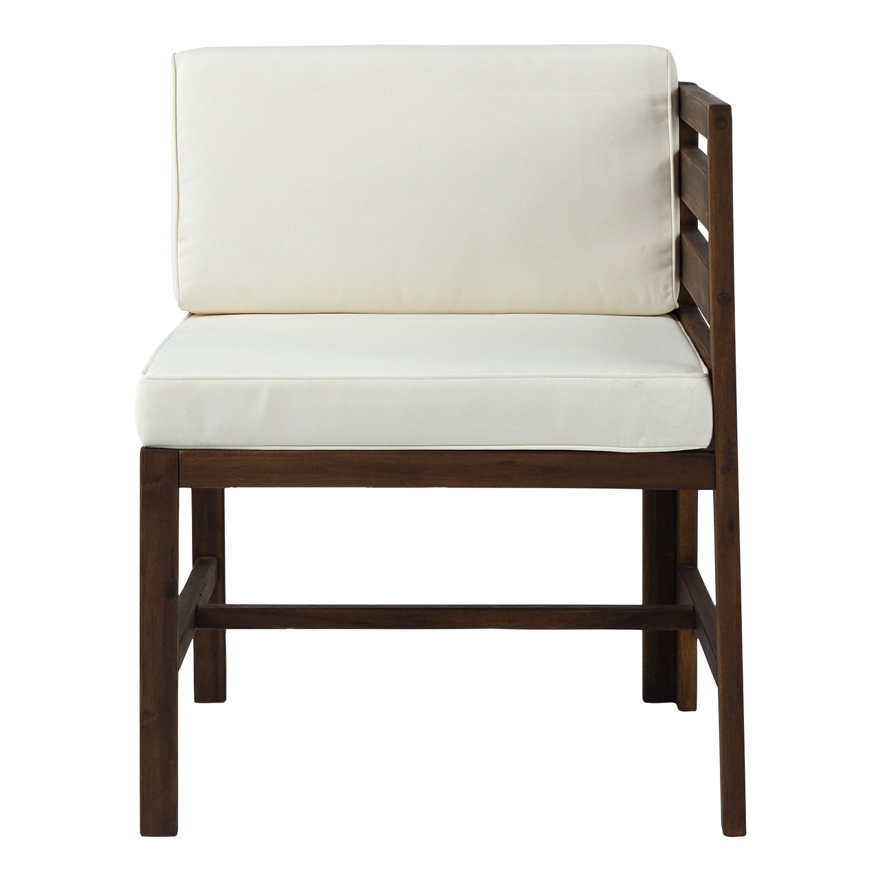 Walker Edison Modular Outdoor Acacia L/R Chairs + Ottoman - Dark Brown