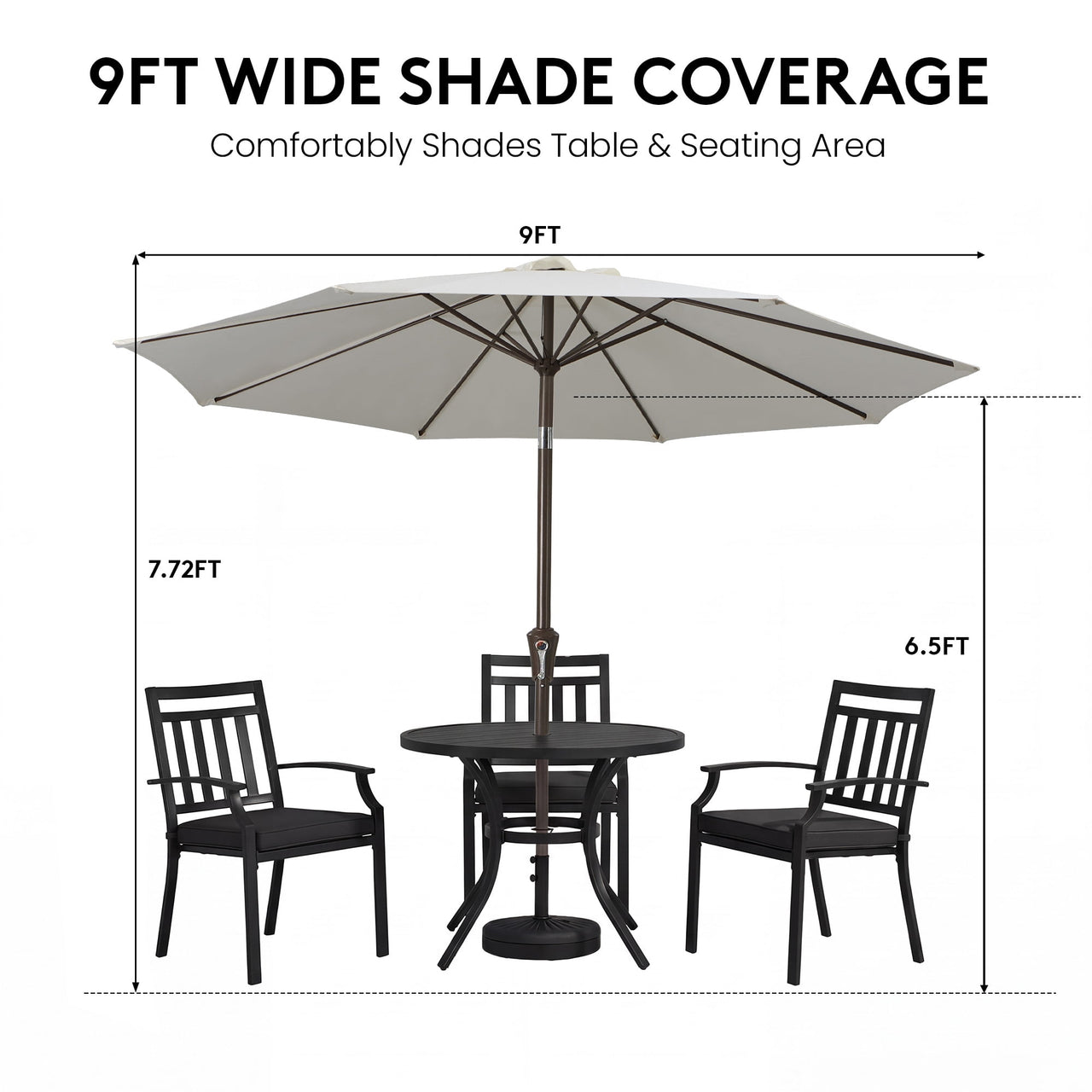 NAPWANT 9ft Patio Umbrella, 8 Sturdy Ribs Outdoor Table Umbrella with Push-Button Tilt & Crank for Garden, Deck, and Pool White