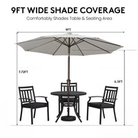 NAPWANT 9ft Patio Umbrella, 8 Sturdy Ribs Outdoor Table Umbrella with Push-Button Tilt & Crank for Garden, Deck, and Pool White