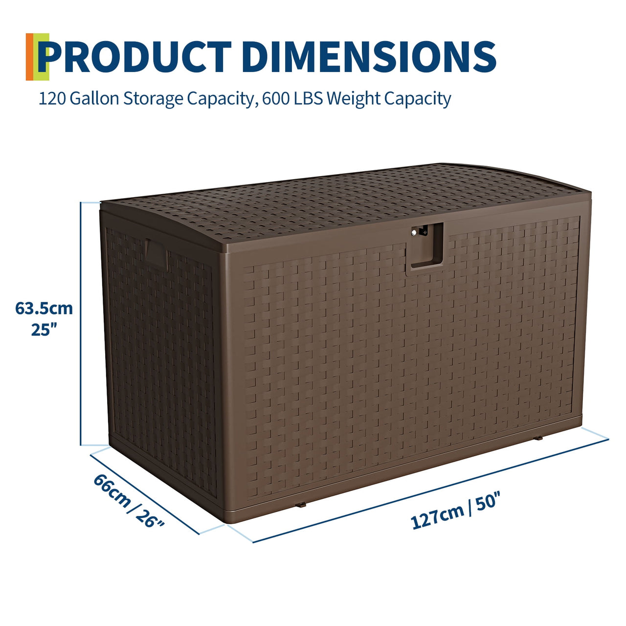 Ataucjin 120 Gallon Outdoor Storage Box, Outside Storage Box Container Lockable Resin Deck Box, Waterproof Patio Deck Storage Box For Package Delivery, Furniture Cushions