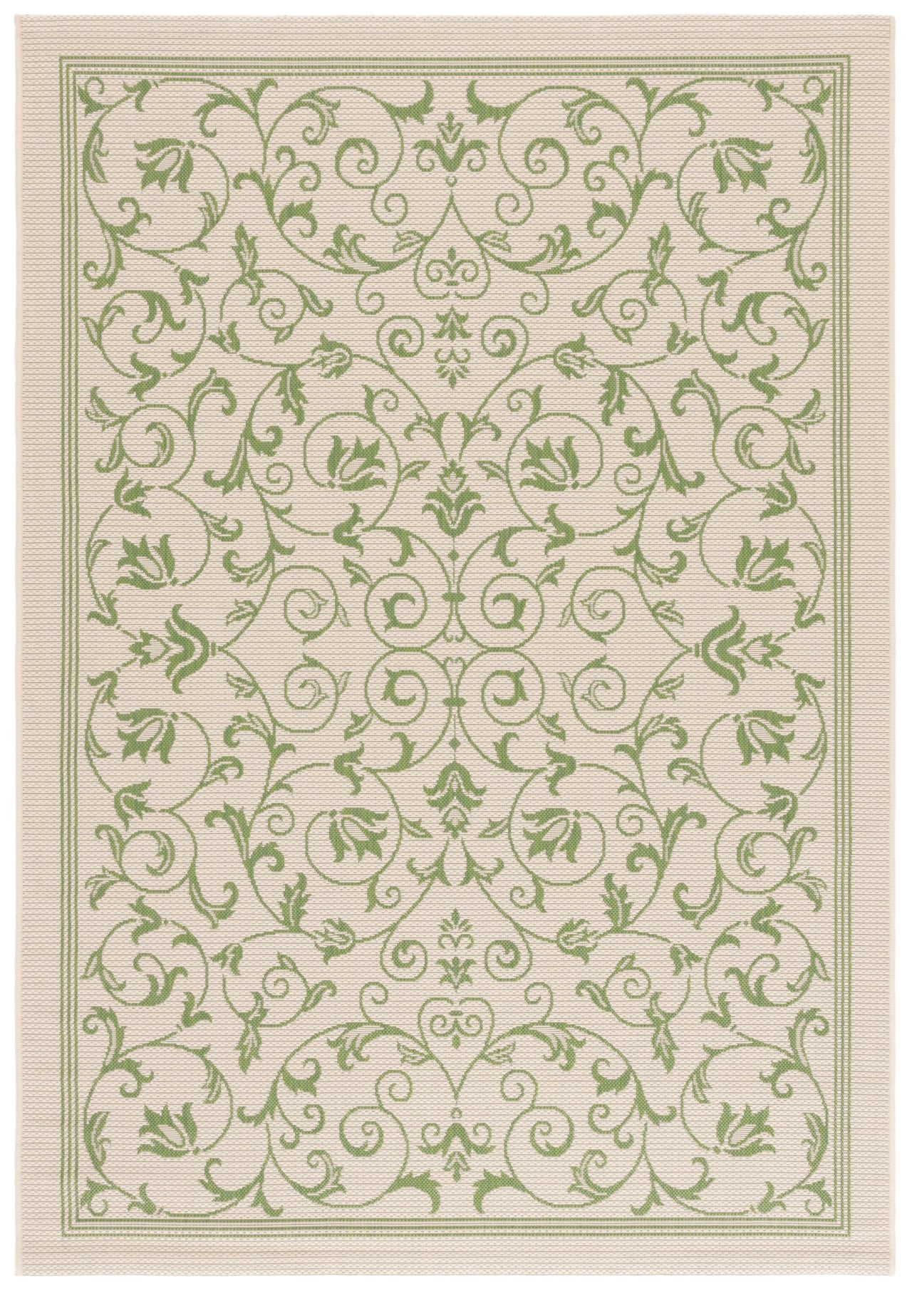 Safavieh Courtyard Nanda Botanical Indoor/Outdoor Area Rug, Natural/Olive, 5'3" x 7'7"