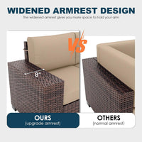 Patio Furniture Set, Ampatio 6-Piece Outdoor Sectional Sofa with Tempered Glass Table for Backyard & Porch, Wicker | Metal | Brown