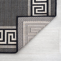 5x8 Water Resistant, Indoor Outdoor Rugs for Patios, Front Door Entry, Entryway, Deck, Porch, Balcony | Outside Area Rug for Patio | Black, Greek Key | Size: 5'3'' x 7'3''