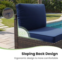 STARY 6 Pieces Outdoor Sectional Sofa with Wide Armrests, Patio Conversation Set, PE Rattan Furniture Set for Backyard, Blue