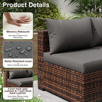 ELPOSUN Patio Furniture Set, Outdoor Patio Furniture Wicker Furniture Couch Set, 7 Pieces Outdoor Sectional Sofa, Patio Furniture Set, Outdoor Patio Set for Home Furniture (Grey)