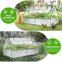 Funcid Galvanized Raised Garden Bed with Cover, Outdoor Metal Planter Box 2 Roll-Up Windows Mini Greenhouse for Growing Flowers Fruits Vegetables and Herbs, 6x3x3ft(Clear)
