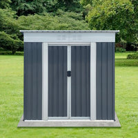 6ftx4ft Outdoor Storage Shed with Sliding Door, Anti-Corrosion Metal Garden Shed With Sloped Roof, Weatherproof Tool Shed For Backyard Patio Lawn