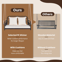 Topbuy Metal Hanging Porch Swing with Cushions