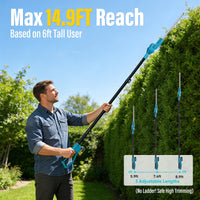 Gisam 21V MAX Brushless Pole Hedge Trimmer Cordless, 20.5