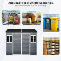 Outdoor Storage Shed, 6x8 FT Resin Sheds and Outdoor Storage With Floor, Padlockable Double Doors, Air Vents, Outside Storage Building For Backyard Lawn Patio