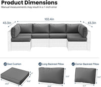 UDPATIO Outdoor Replacement Cushions for Patio Furniture, Waterproof Patio Cushions for 6-Seat Sectional Patio Conversation Sets, 14-Piece Outdoor Cushion Slipcovers Patio Sofa Cushions (Dark Blue)