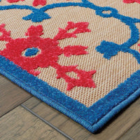 HomeRoots 507571 6 x 9 ft. Sand Oriental Stain Resistant Indoor & Outdoor Rectangle Area Rug