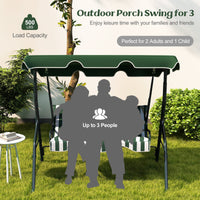 Costway 3 Seats Patio Backyard Canopy Steel Frame Swing Glider Hammock Cushioned