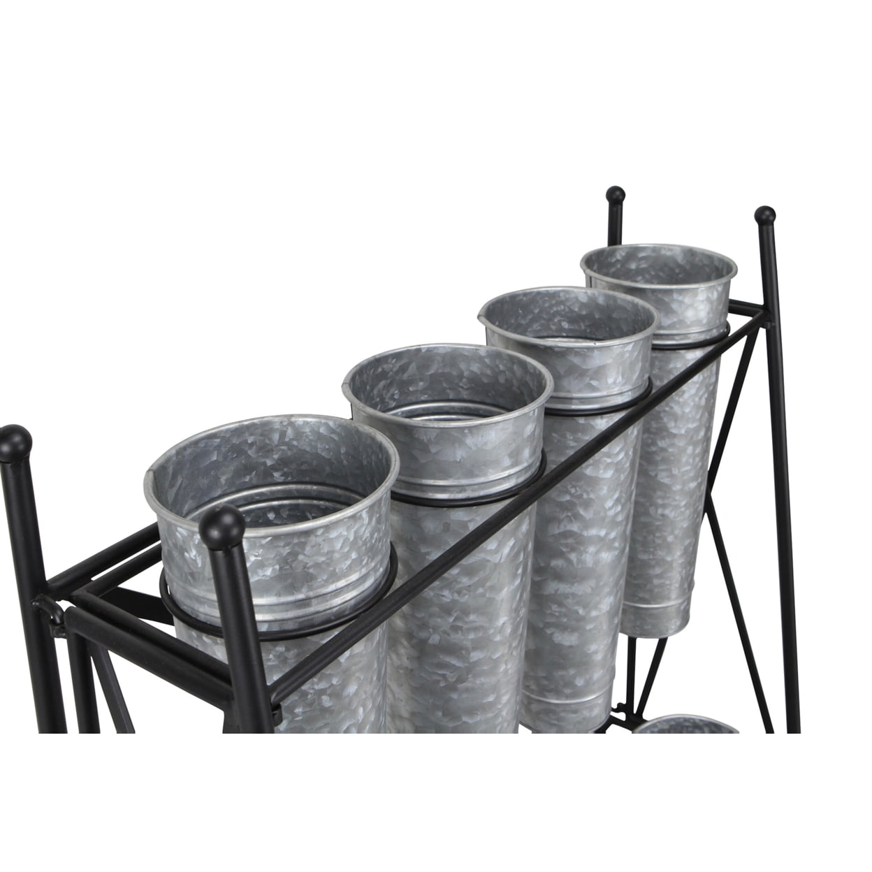 Cheungs 8 Pot Plant Stand With Galvanized Pots