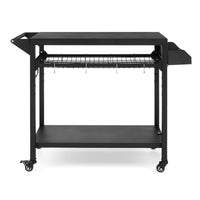 2/3-Shelf Grill Cart, with Wheels & Mesh Rack, Outdoor Pizza Oven Table and Food Prep Table, Black Table with Propane Tank Hook, Grill Stand for Griddle for Outside BBQ