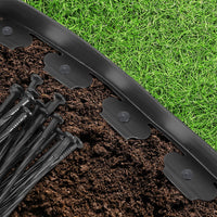 No Dig Durable Garden Landscape Edging Kit, Black Plastic Lawn Border with 24pcs Anchoring Spikes for Landscaping, Flower Gardens, Lawn (20FT+ 24pcs Anchoring Spikes)