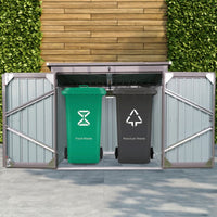 Outdoor Storage Shed for 2 Trash Cans And Tools, Metal Garden Shed Storage House With Sloping Roof, Lockable Door, Metal Shed Storage For Garden Tools
