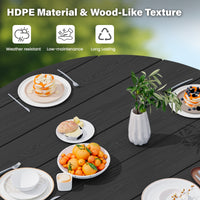 Serwall Outdoor 5-Piece Round Dining Set, HDPE All Weather Patio Dining Set for 4, 45