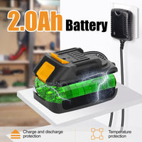 3-in-1 Cordless Leaf Blower & Vacuum with Bag Brushless Battery Powered Leaf Vacuum Mulcher with 1x2.0Ah Battery and Charger Leaf Blowers for DIY Vacuuming, Home / Vehicle Cleaning