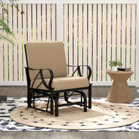 Gymax Patio Glider Chair Outdoor Metal Glider w/ Seat & Back Cushions Backyard Poolside