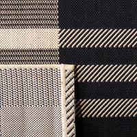 SAFAVIEH Courtyard Benjamin Plaid Indoor/Outdoor Area Rug, Black/Bone, 8' x 11'