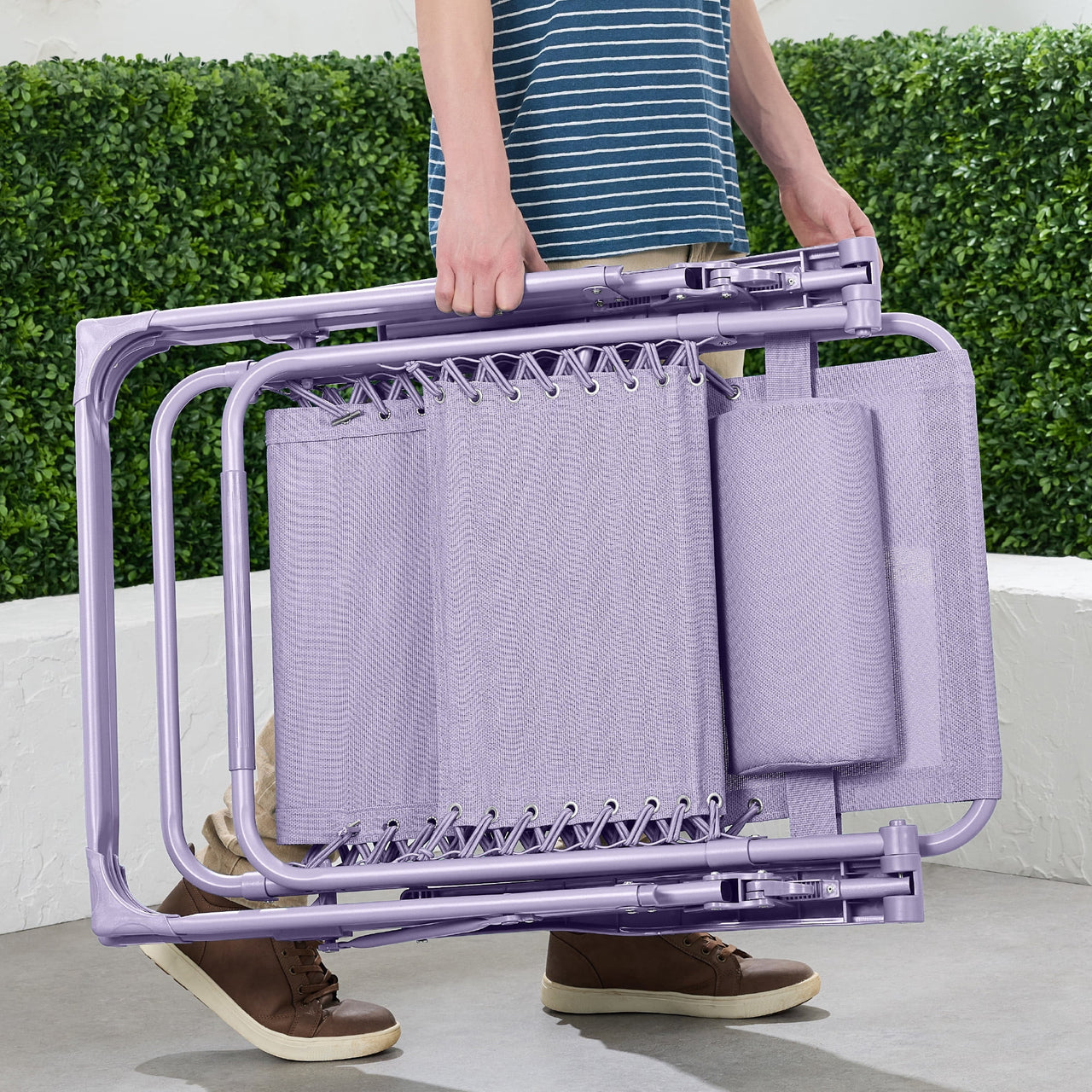 Best Choice Products Monochromatic Zero Gravity Chair, Folding Patio Recliner w/Side Tray, Headrest - Lavender