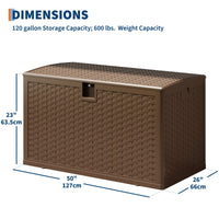 Ataucjin 120 Gal Deck Box, Weather-Resistant Outdoor Storage Box, Lockable Plastic Deck Box with Lid, Lockable Storage Bin with Built-in Handle for Patio Furniture, Pool Accessories, Gardening Tool