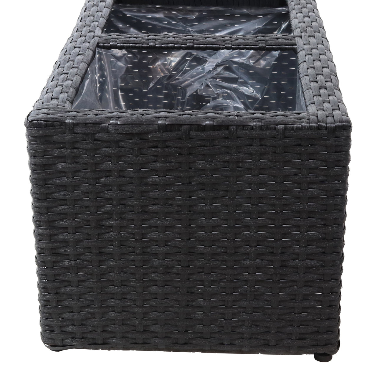 Sunnydaze 21.5" x 11.5" x 9.25" Rectangle Black Polyrattan 2-Section Indoor Planter 2-Count