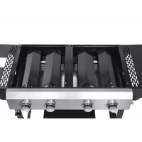Urday 38,200 BTU 4-Burner Gas Grill and Griddle Station, Portable Propane BBQ Combo with 2 Folding Shelves & Hanging Basket, Versatile Outdoor Cooking Kitchen for Backyard