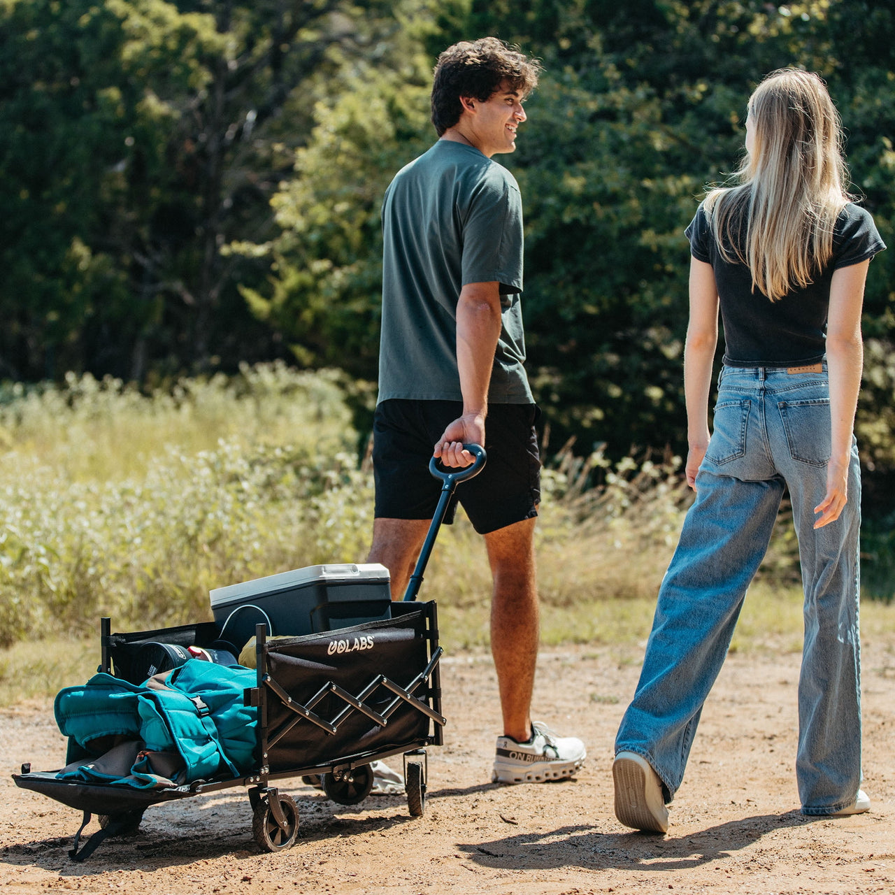 GOLABS Collapsible Folding Wagon Cart, 100L Storage & 350LB Capacity Garden Wagons for Camping & Beach