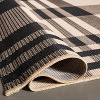SAFAVIEH Courtyard Benjamin Plaid Indoor/Outdoor Area Rug, Black/Bone, 8' x 11'
