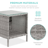 Best Choice Products 3-Piece Outdoor Wicker Conversation Patio Bistro Set, w/ 2 Chairs, Table - Gray/Navy