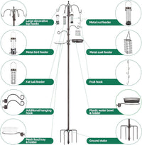 Urban Deco Bird Feeding Station,A Set with 6 Bird Feeders Hanging,Bird Feeder Poles Kit Premium Bird Bath for Attracting Wild Birds,Black